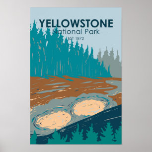 Poster Parc national de Yellowstone Mud Volcano Vintage