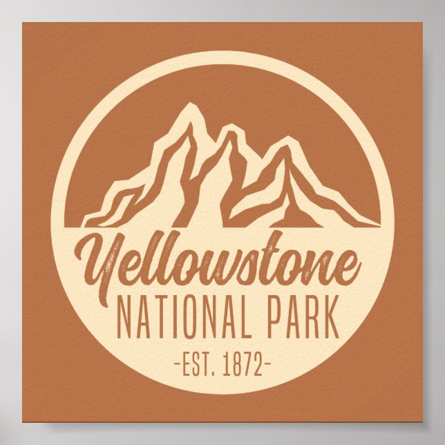 Poster Parc national de Yellowstone Randonnée Camping (Devant)