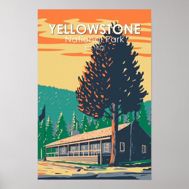 Poster Parc national de Yellowstone Roosevelt Lodge Cabin (Devant)