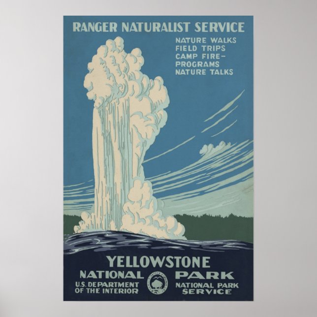 Poster Parc national de Yellowstone Vieux fidèles (Devant)