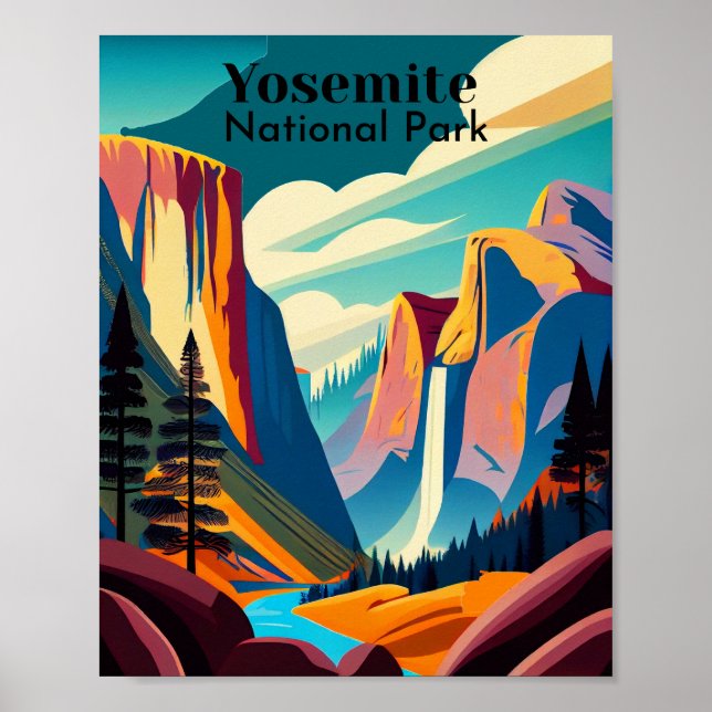 Poster Parc national de Yosemite Art minimaliste (Devant)