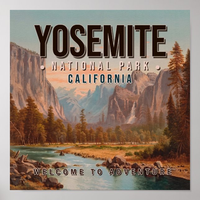 Poster Parc national de Yosemite Californie Vintage année (Devant)