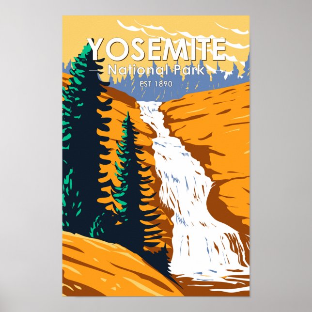 Poster Parc national de Yosemite Chutes Chilnualna Califo (Devant)