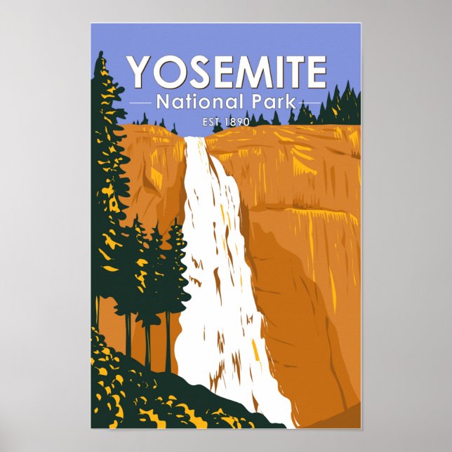 Poster Parc national de Yosemite Nevada Falls Californie (Devant)