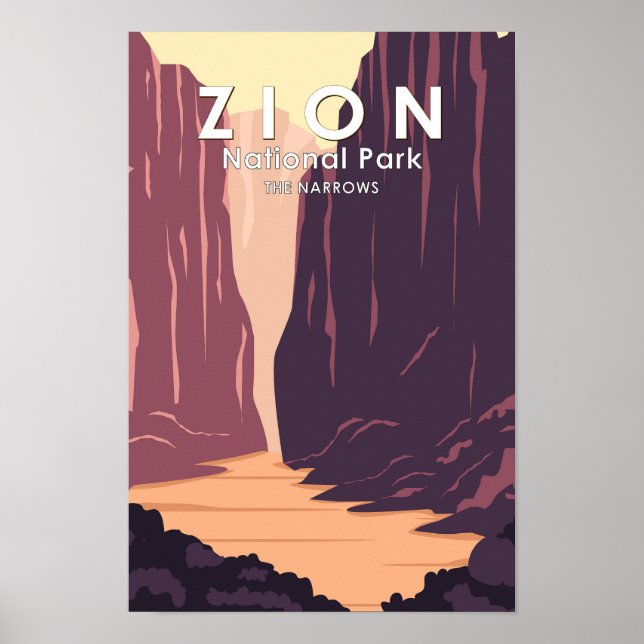 Poster Parc National De Zion Le Narrows Retro (Devant)