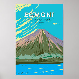 Poster Parc national d'Egmont Nouvelle-Zélande Vintage 
