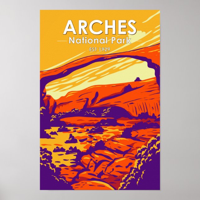 Poster Parc national des Arches Double Arche Sunset Vinta (Devant)