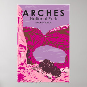 Poster Parc national des Arches Utah Arche brisée Vintage