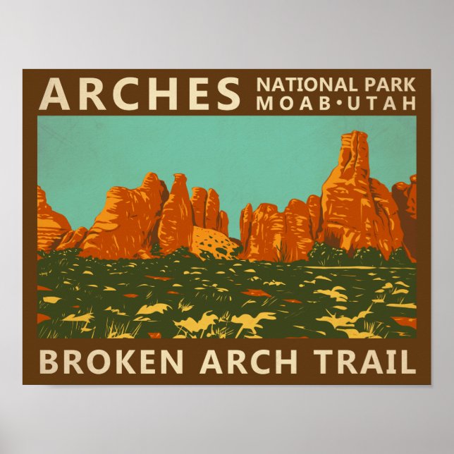 Poster Parc national des Arches Utah Broken Arch Trail Re (Devant)