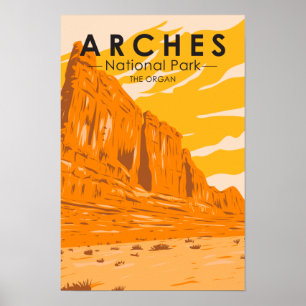 Poster Parc national des Arches Utah The Organ Vintage