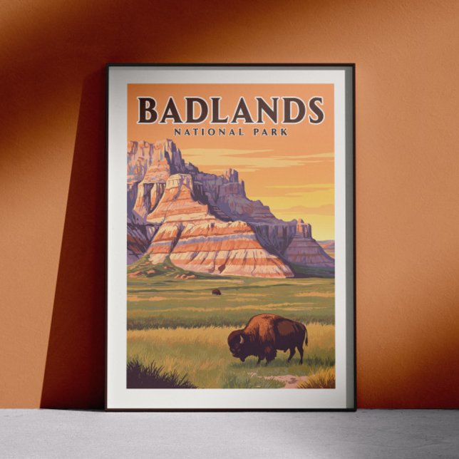 Poster Parc national des Badlands vintage (Créateur téléchargé)