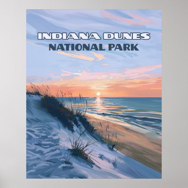 Poster Parc national des dunes de l'Indiana Lac Michigan (Devant)