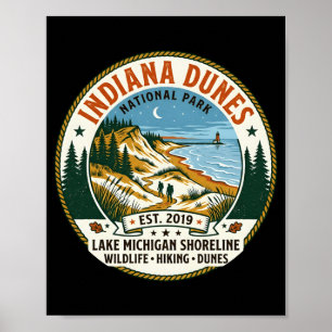 Poster parc national des dunes de l'Indiana randonnée vin