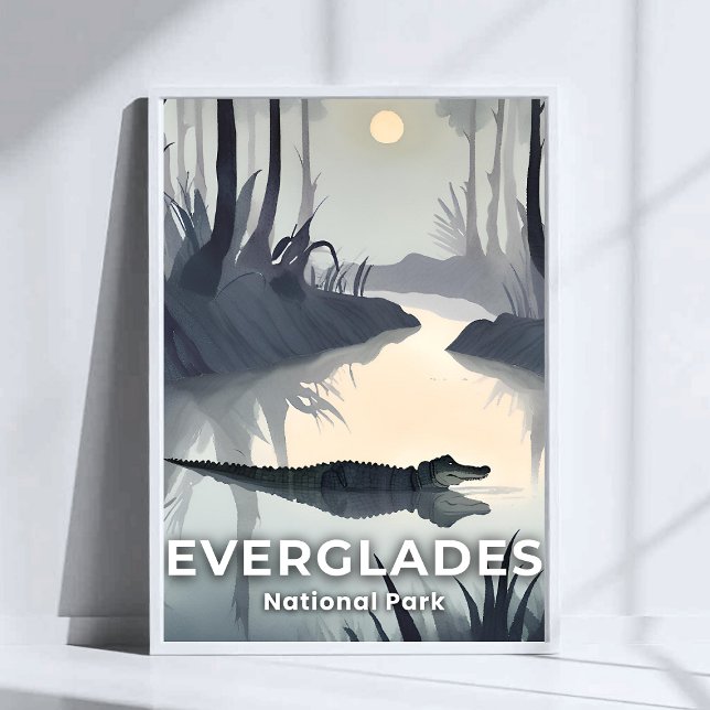 Poster Parc national des Everglades | Alligator aquarelle (Créateur téléchargé)