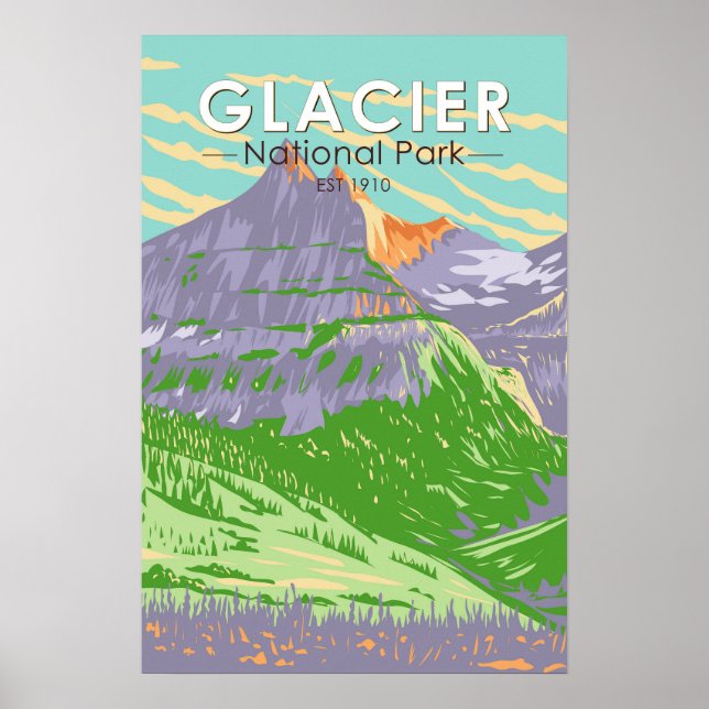 Poster Parc National Des Glaciers Au Printemps Montana Vi (Devant)