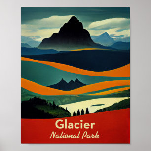Poster Parc national des Glaciers Minimaliste
