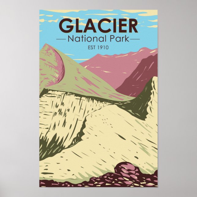 Poster Parc national des Glaciers Montana Triple Divide P (Devant)