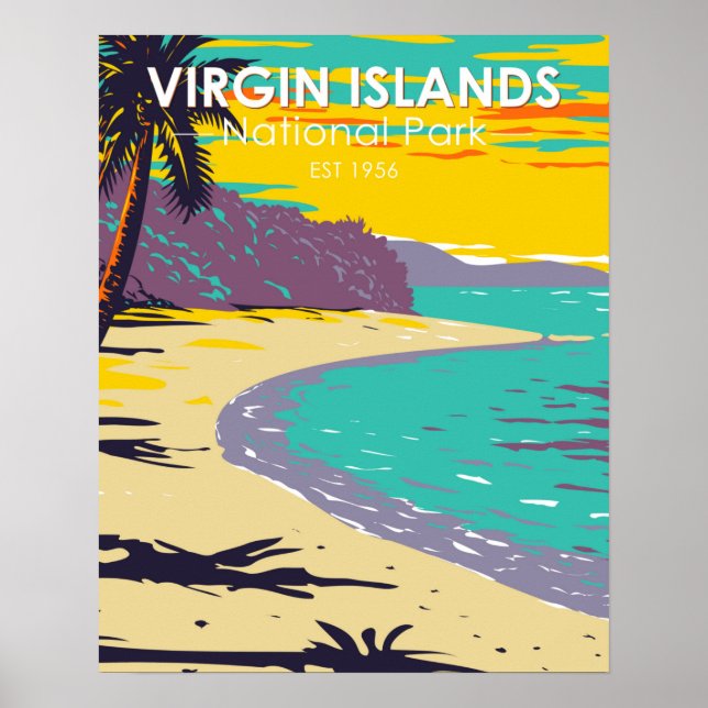 Poster Parc national des Îles Vierges Trunk Bay Beach (Devant)