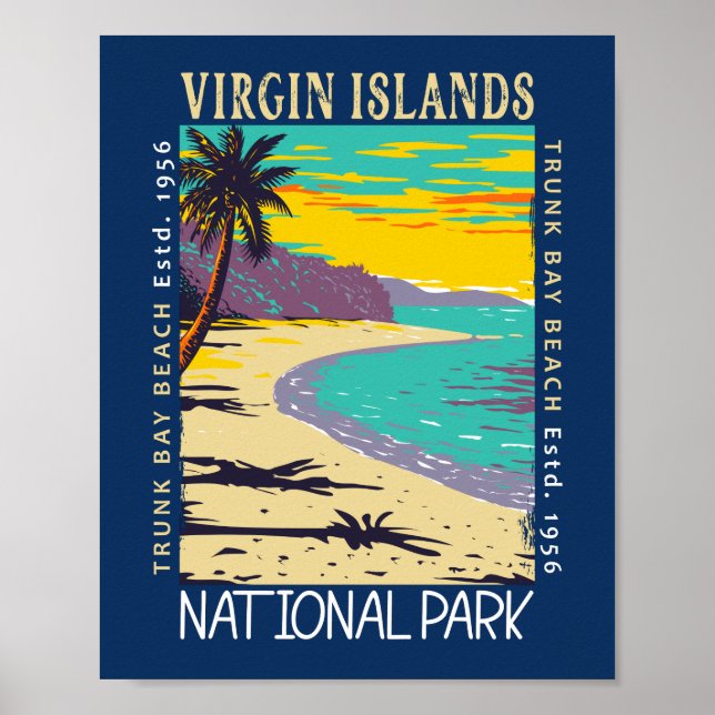 Poster Parc national des Îles Vierges Trunk Bay en état d (Devant)