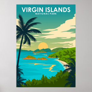 Poster Parc national des Îles Vierges Vintage Retro Voyag