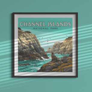 Poster Parc national des îles vintage Channel