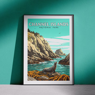 Poster Parc national des îles vintage Channel