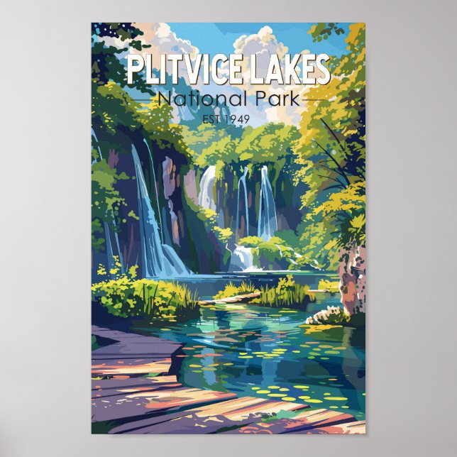 Poster Parc national des lacs Plitvice Croatie Art de voy (Devant)