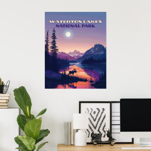 Poster Parc national des Lacs-Waterton Canada Alberta