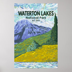 Poster Parc national des lacs Waterton Canada Voyage Vint