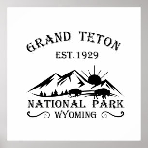 Poster Parc national des montagnes Grand Teton Wyoming