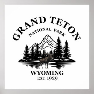 Poster Parc national des montagnes Grand Teton Wyoming