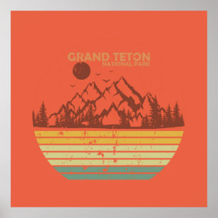 Poster Parc national des montagnes Grand Teton Wyoming