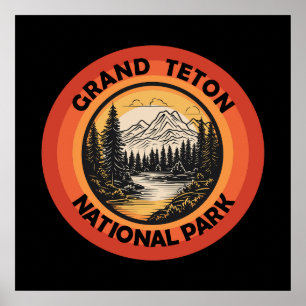 Poster Parc national des montagnes Grand Teton Wyoming