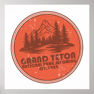 Poster Parc national des montagnes Grand Teton Wyoming