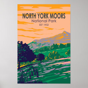 Poster Parc national des North York Moors Angleterre Vint