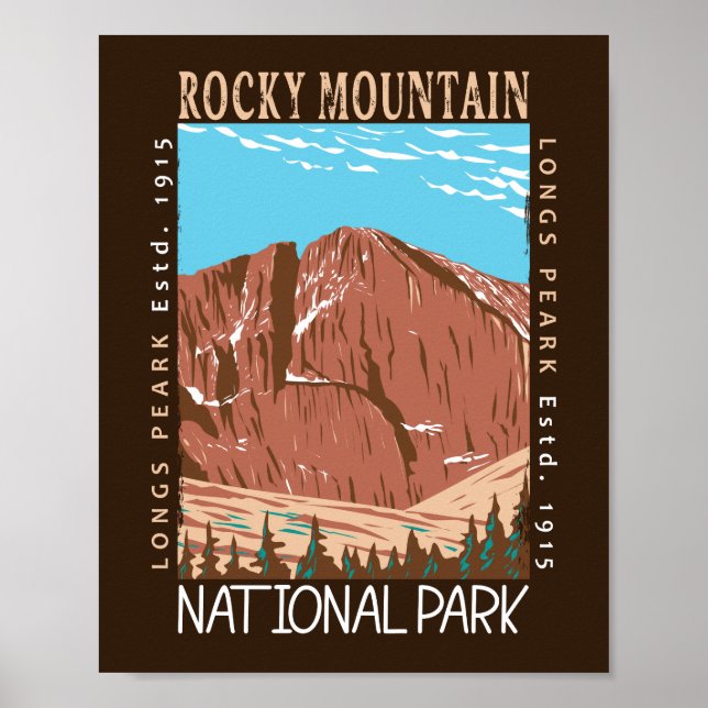 Poster Parc national des Rocheuses Longs pic en état de d (Devant)