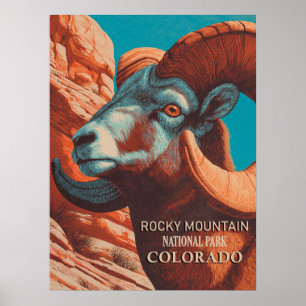 Poster Parc national des Rocheuses vintages Colorado