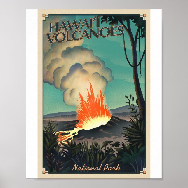 Poster Parc national des volcans d'Hawaii Litho (Devant)