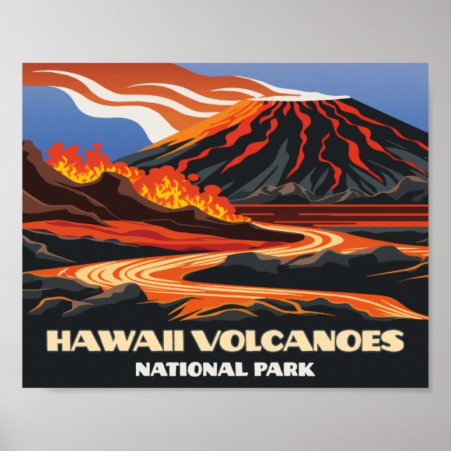Poster Parc national des volcans d'Hawaii Mauna Loa Vinta (Devant)