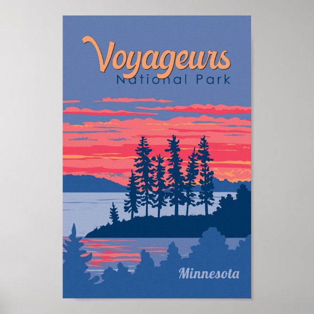 Poster Parc national des Voyageurs Illustration du lac Ra (Devant)