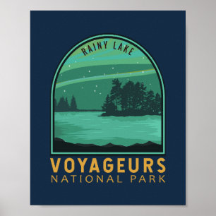 Poster Parc national des Voyageurs Rainy Lake Emblem Vint