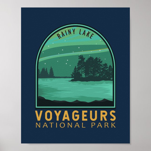 Poster Parc national des Voyageurs Rainy Lake Emblem Vint (Devant)