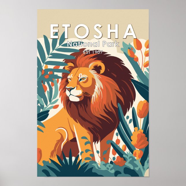 Poster Parc national d'Etosha Namibie Vintage (Devant)