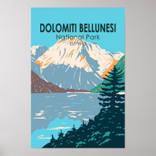 Poster Parc national Dolomiti Bellunesi Italie Vintage 