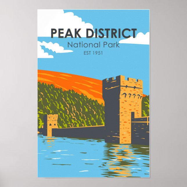 Poster Parc national du district de Peak Angleterre Vinta (Devant)