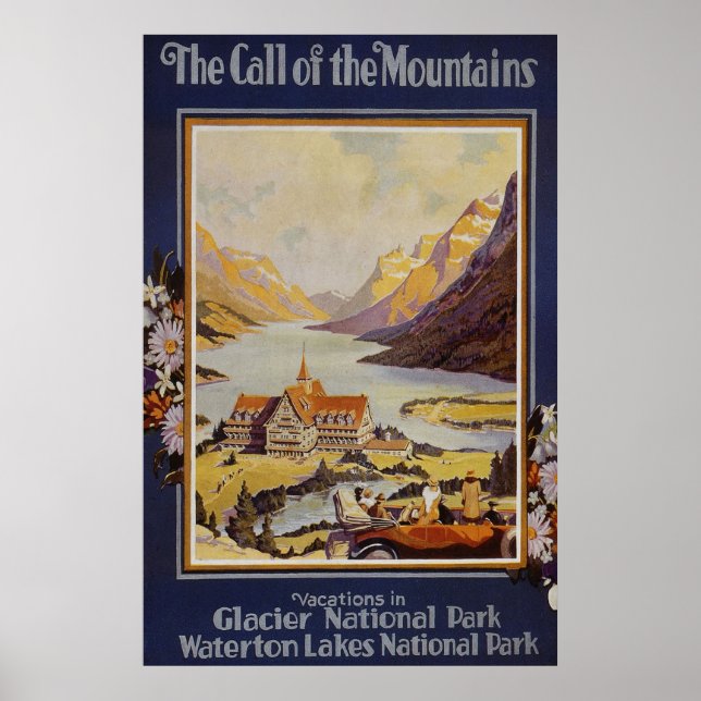 Poster Parc national du Glacier Lacs-Waterton (Devant)