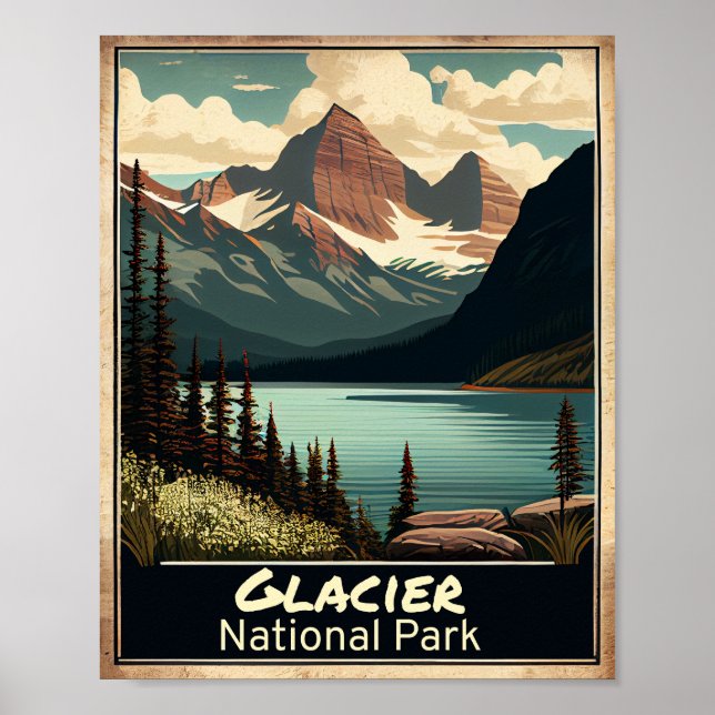 Poster Parc national du Glacier Vintage (Devant)