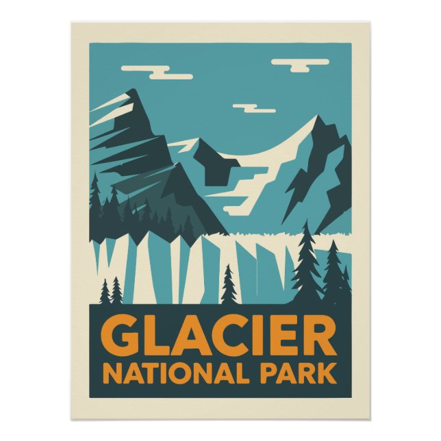 Poster Parc national du Glacier vintage (Devant)