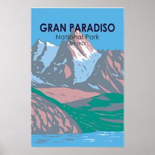 Poster Parc national du Gran Paradiso Italie Vintage