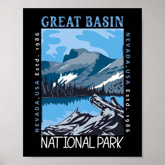 Poster Parc national du Grand Bassin Nevada Retro perturb (Devant)